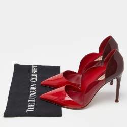 Pre Owned Valentino Tricolor Patent Leather Scalloped Pointed Toe Pumps Size 38