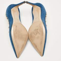 Pre Owned Valentino Blue Suede Rockstud Pumps Size 40