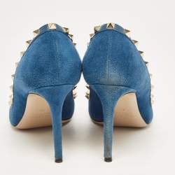 Pre Owned Valentino Blue Suede Rockstud Pumps Size 40