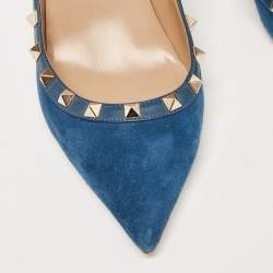 Pre Owned Valentino Blue Suede Rockstud Pumps Size 40