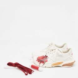 Pre Owned Valentino x Undercover White Leather Chain Rose Print Bounce Sneakers Size 40