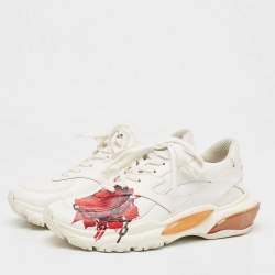 Pre Owned Valentino x Undercover White Leather Chain Rose Print Bounce Sneakers Size 40