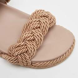 Pre Owned Valentino Pink Rope Rockstud Flat Slides Size 41