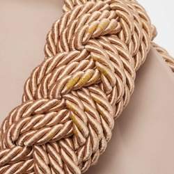 Pre Owned Valentino Pink Rope Rockstud Flat Slides Size 41