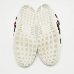 Pre Owned Valentino White/Black Leather and Suede Kiss Me Sneakers Size 39