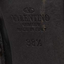 Pre Owned Valentino Black Leather Rockstud Ankle Strap Pumps Size 38.5