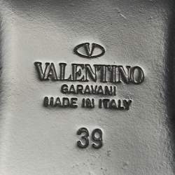 Pre Owned Valentino Brown Leather Flower Applique Ankle Tie Thong Flat Sandals Size 39