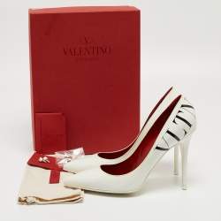 Pre Owned Valentino White Patent Leather Pointed Toe Pumps Size 41