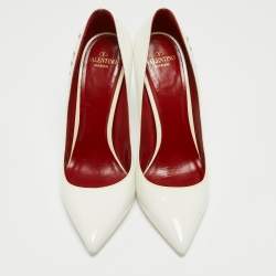 Pre Owned Valentino White Patent Leather Pointed Toe Pumps Size 41