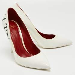 Pre Owned Valentino White Patent Leather Pointed Toe Pumps Size 41
