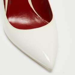 Pre Owned Valentino White Patent Leather Pointed Toe Pumps Size 41