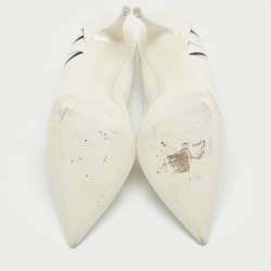 Pre Owned Valentino White Patent Leather Pointed Toe Pumps Size 41