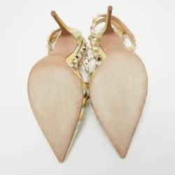 Pre Owned Valentino Multicolor Leather Rockstud Strappy Pointed Toe Pumps Size 39