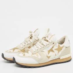 Pre Owned Valentino Multicolor Suede and Leather Rockrunner Sneakers Size 38.5