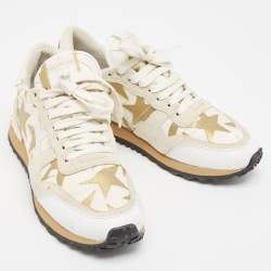 Pre Owned Valentino Multicolor Suede and Leather Rockrunner Sneakers Size 38.5