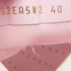 Pre Owned Valentino Pink/White Leather and Mesh Lace Up Sneakers Size 40