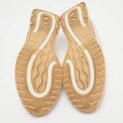 Pre Owned Valentino Pink/White Leather and Mesh Lace Up Sneakers Size 40