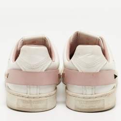 Pre Owned Valentino White Leather  Rockstud  Slip On Sneakers Size 39