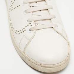 Pre Owned Valentino White Leather  Rockstud  Slip On Sneakers Size 39