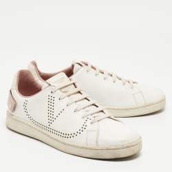 Pre Owned Valentino White Leather  Rockstud  Slip On Sneakers Size 39