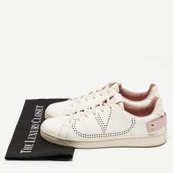 Pre Owned Valentino White Leather  Rockstud  Slip On Sneakers Size 39