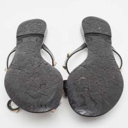 مملوكة مسبقًا Valentino Black Jelly Rockstud Flat Slides Size 40