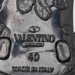 مملوكة مسبقًا Valentino Black Jelly Rockstud Flat Slides Size 40