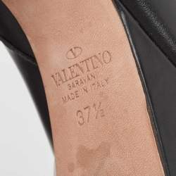 Pre Owned Valentino Black Leather Tango Ankle Boots Size 37.5