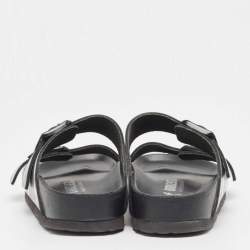 Pre Owned Valentino Black Leather Flat Slides Size 36