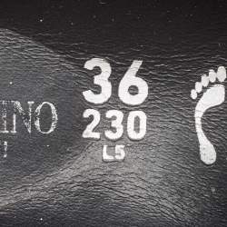 Pre Owned Valentino Black Leather Flat Slides Size 36