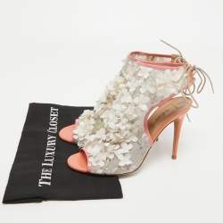 Valentino Multicolor Mesh and Patent Peep Toe Ankle Wrap Sandals Size 39.5    