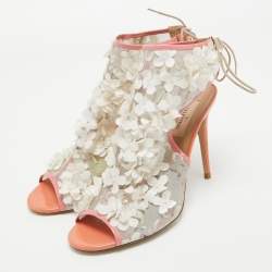 Valentino Multicolor Mesh and Patent Peep Toe Ankle Wrap Sandals Size 39.5    