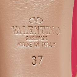Pre Owned Valentino Pink Patent Leather Rockstud Platform Pump Size 37