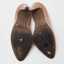 Pre Owned Valentino Beige/Black Leather Ankle Strap Pumps Size 37