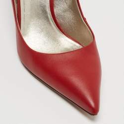 Pre Owned Valentino Dark Red Leather Rockstud Pumps Size 39.5