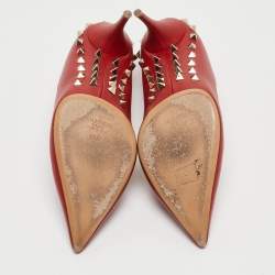 Pre Owned Valentino Dark Red Leather Rockstud Pumps Size 39.5