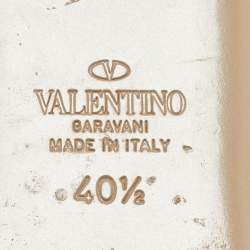 Pre Owned Valentino Black/Beige Leather Rockstud Flat Mules Size 40.5