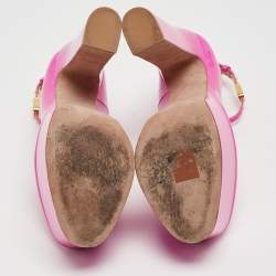 Pre Owned Valentino Pink Patent Leather Tan-Go Platform Pumps Size 35