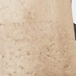 Pre Owned Valentino Black Leather Rockstud Flat Slides Size 40