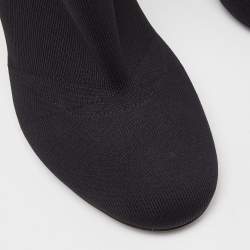 Pre Owned Valentino Black Knit Fabric VLTN Pointed Toe Ankle Booties Size 38
