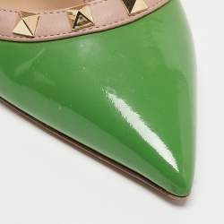 Valentino Green Patent Leather Rockstud Ankle Strap Pumps Size 39