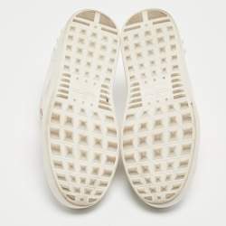 Pre Owned Valentino White/Pink Patent and Leather Open Sneakers Size 35.5