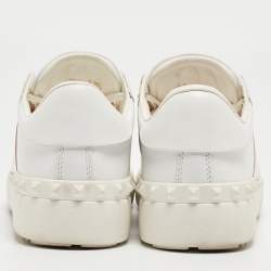 Pre Owned Valentino White/Pink Patent and Leather Open Sneakers Size 35.5