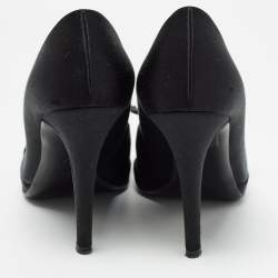 Valentino Black Satin Peep Toe Platform Pumps Size 37.5