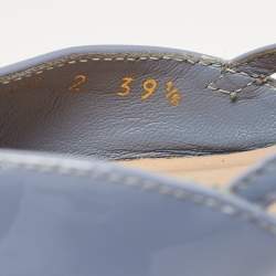 Pre Owned Valentino Blue Patent Leather VLogo Slingback Pumps Size 39.5