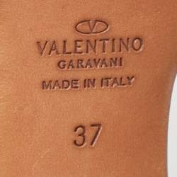 Valentino Gold Mesh and Crystal Embellished Suede Platform Slingback Sandals Size 37