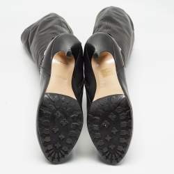 Pre Owned Valentino Black Leather Knee Length Boots Size 38