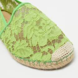 Valentino Green Mesh and Lace Espadrille Flats Size 40