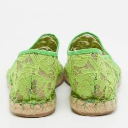 Valentino Green Mesh and Lace Espadrille Flats Size 40