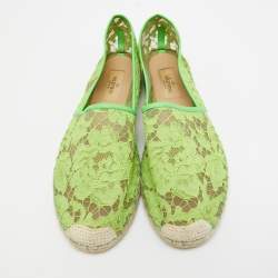 Valentino Green Mesh and Lace Espadrille Flats Size 40